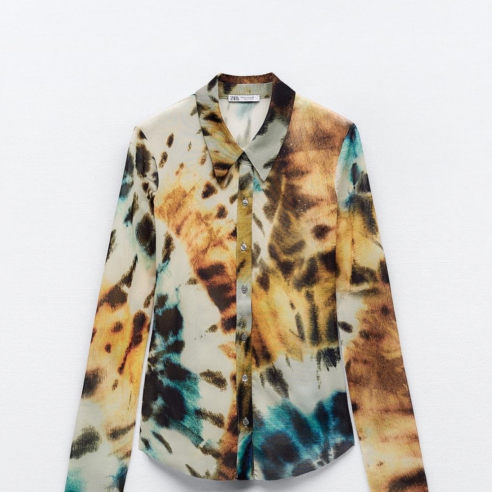 Zara Abstract Print Long Sleeve Shirt